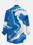 Royaura Wave Texture Print Beach Men's Hawaiian Oversized Shirt with Pockets