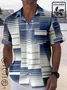 Royaura Striped Textured Print Beach Men's Hawaiian Oversized Shirt with Pockets