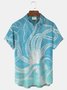 Royaura Squid Ombre Print Beach Men's Hawaiian Oversized Pocket Shirt
