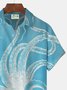 Royaura Squid Ombre Print Beach Men's Hawaiian Oversized Pocket Shirt
