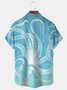 Royaura Squid Ombre Print Beach Men's Hawaiian Oversized Pocket Shirt