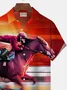 Royaura Gradient Horse Racing Print Men's Button Pocket Shirt