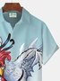 Royaura Funny Kung Fu Rooster Ombre Print Beach Men's Hawaiian Oversized Shirt with Pockets