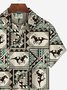 Royaura Geometric Horse Racing Print Men's Button Pocket Shirt