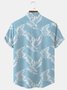 Royaura Hawaiian Leaf Botanical Print Men's Button Pocket Shirt