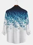 Royaura Nature  Fiber Shirt Water Ripple Print Casual Men's Hawaiian Beach Vacation Oversized Long Sleeve Shirt