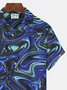 Royaura Gradient Abstract Art Print Beach Men's Hawaiian Oversized Shirt with Pockets