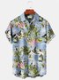 Royaura Beach Vacation Light Blue Men's Hawaiian Shirts Island Sailing Coconut Tree Cartoon Art Plus Size Aloha Camp Pocket Shirt