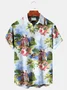 Royaura Beach Vacation Blue Men's Hawaiian Shirts Coconut Tree Hula Plus Size Aloha Camp Pocket Shirts