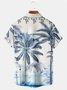 Royaura Beach Vacation Men's Hawaiian Shirts Coconut Tree Art Stretch Plus Size Aloha Pocket Camp Shirts