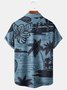 Royaura Beach Vacation Men's Blue Hawaiian Shirt Coconut Tree Stretch Plus Size Aloha Pocket Camp Shirts
