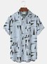 Royaura Geometric Print Beach Men's Hawaiian Oversized Pocket Shirt