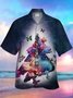 Royaura Gradient Guitar Butterfly Print Beach Men's Hawaiian Oversized Shirt