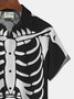 Royaura Halloween Skeleton Men's Hawaiian Oversized Shirt with Pockets