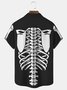 Royaura Halloween Skeleton Men's Hawaiian Oversized Shirt with Pockets