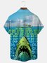 Royaura Hawaiian Shark Print Men's Button Pocket Shirt