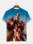 Royaura Vintage Rooster Print Hawaiian Beach Men's T-Shirt
