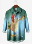 Royaura Vintage Gradient Kung fu Rooster Men's Button Pocket Shirt
