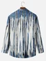Royaura Vintage Textured Stripe Print Men's Button Down Pocket Long Sleeve Shirt