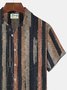 Royaura Vintage Geometric Print Beach Men's Hawaiian Oversized Short Sleeve Shirt with Pockets