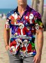 Royaura Christmas Santa Dj Disc Jockey Print Beach Men's Hawaiian Oversized Shirt with Pockets