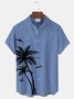 Royaura Coconut Tree Print Beach Men's Hawaiian Oversized Short Sleeve Shirt with Pockets