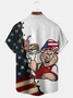 Royaura American Flag BBQ Pig Print Beach Men's Hawaiian Oversized Shirt with Pockets