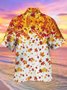 Royaura Maple Leaf Print Camp Collar Beach Men's Hawaiian Oversized Short Sleeve Shirt with Pockets