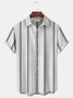 Royaura Hawaiian Stripe Print Men's Button Pocket Shirt