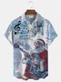 Royaura Musical Note Santa Print  Men's Hawaiian Oversized Shirt with Pockets