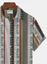 Royaura Vintage Ethnic Print Beach Men's Hawaiian Oversized Short Sleeve Shirt with Pockets
