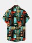 Royaura Vintage Geometric Ethnic Tribal Print Men Button Down Pocket Short Sleeve Shirt