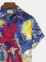 Royaura Rooster Artistic Abstract Print Beach Men's Hawaiian Oversized Shirt with Pockets