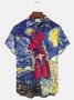 Royaura Rooster Artistic Abstract Print Beach Men's Hawaiian Oversized Shirt with Pockets