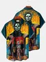 Royaura Casual Halloween Men's Hawaiian Shirts Holiday Cartoon Witch Pumpkin Skull Stretch Plus Size Aloha Shirts