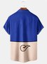 Royaura 50's Retro Cartoon Blue Men's Fun Casual Shirts Stretch Oversized Aloha Hawaiian Camp Pocket Shirts