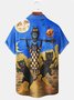 Royaura Vintage Halloween Holiday Men's Shirts Moon Castle Cartoon Black Cat Witch Art Stretch Plus Size Aloha Camp Shirts