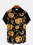 Royaura Casual Halloween Men's Hawaiian Shirts Holiday Cartoon Pumpkin Skull Candy Stretch Oversized Aloha Shirts
