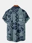 Royaura Beach Vacation Tiki Totem Blue Men's Hawaiian Floral Shirts Stretch Oversized Aloha Camp Shirts
