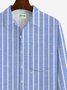 Royaura Basic Natural Fiber Striped Print Men's Button Down Pocket Long Sleeve Shirt