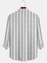 Royaura Basic Natural Fiber Striped Print Men's Button Down Pocket Long Sleeve Shirt