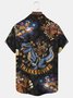 Royaura Vintage Thanksgiving Turkey Print Beach Men's Hawaiian Oversized Short Sleeve Shirt with Pockets