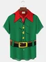 Royaura Christmas Santa Costumes Print Beach Men's Hawaiian Oversized Short Sleeve Shirt with Pockets