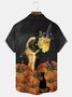 Royaura Halloween Pumpkin Witch Print Men's Hawaiian Oversized Shirt with Pockets