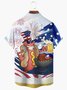 Royaura BBQ Sausage Flag Print  Men's Hawaiian Oversized Shirt with Pockets