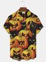 Royaura Halloween Black Cat Print Beach Men's Hawaiian Oversized Short Sleeve Shirt with Pockets