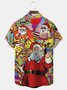 Royaura Christmas Santa Hippie Print Beach Men's Hawaiian Oversized Short Sleeve Shirt with Pockets