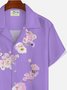 Royaura Hawaiian Floral Purple Print Men's Button Pocket Short Sleeve Shirt