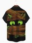 Royaura Halloween Skull Eyes Print  Men's Hawaiian Oversized Shirt with Pockets