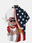 Royaura American Flag Pig Beer Print Beach Men's Hawaiian Oversized Short Sleeve Shirt with Pockets